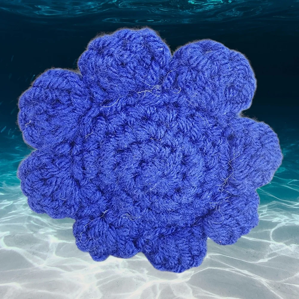 Crochet plush happy octopus, navy blue